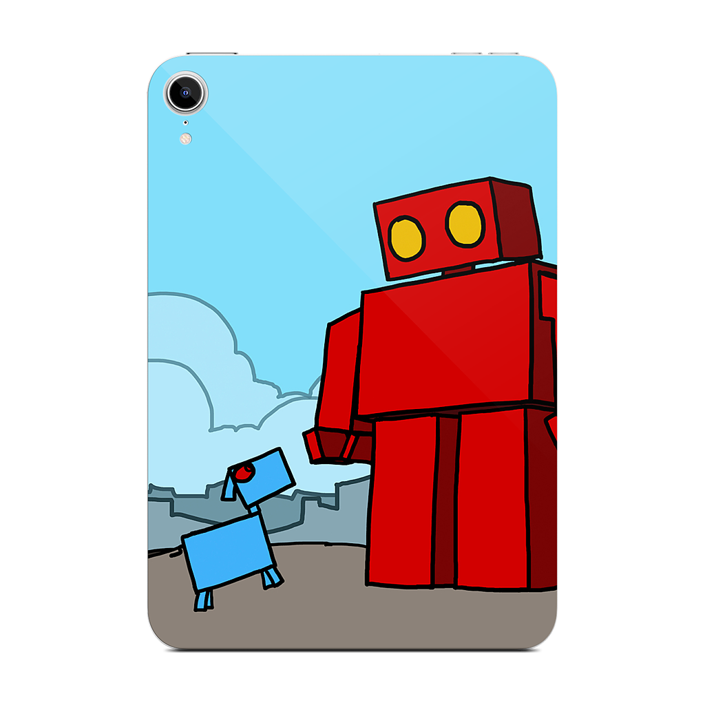 Red Robot Leaving The City iPad Skin