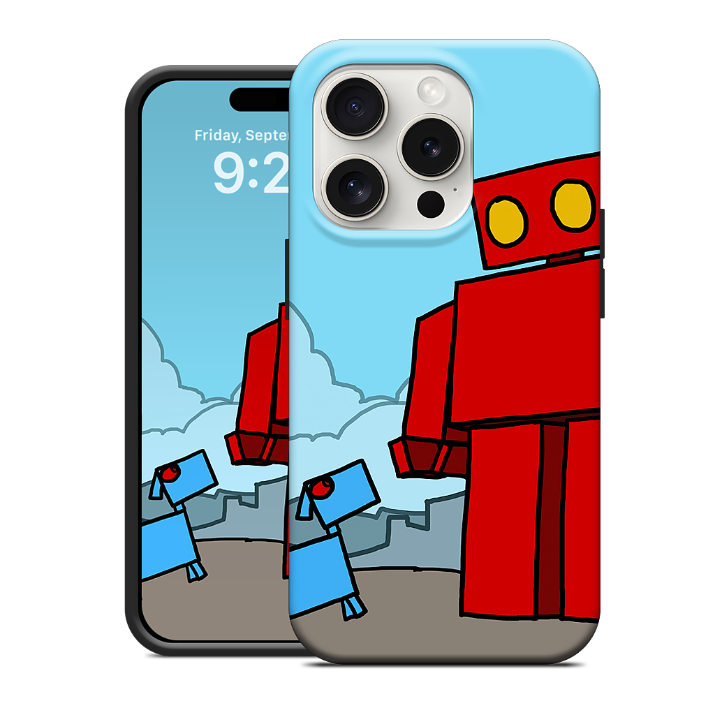 Red Robot Leaving The City iPhone Case