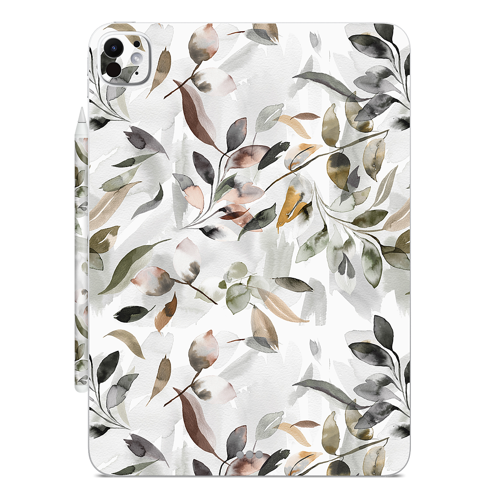 Watercolor Leaves Green iPad Skin