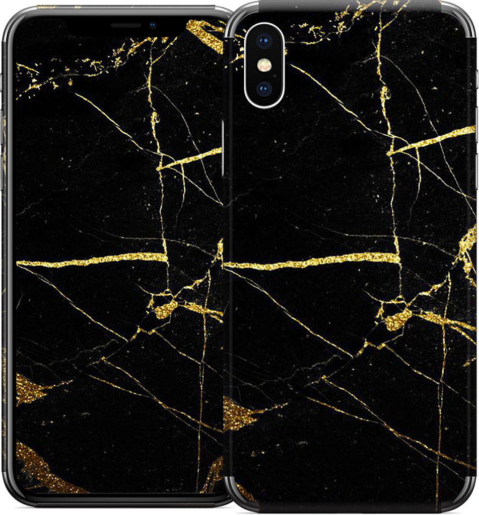 Black and Gold Marble iPhone Skin