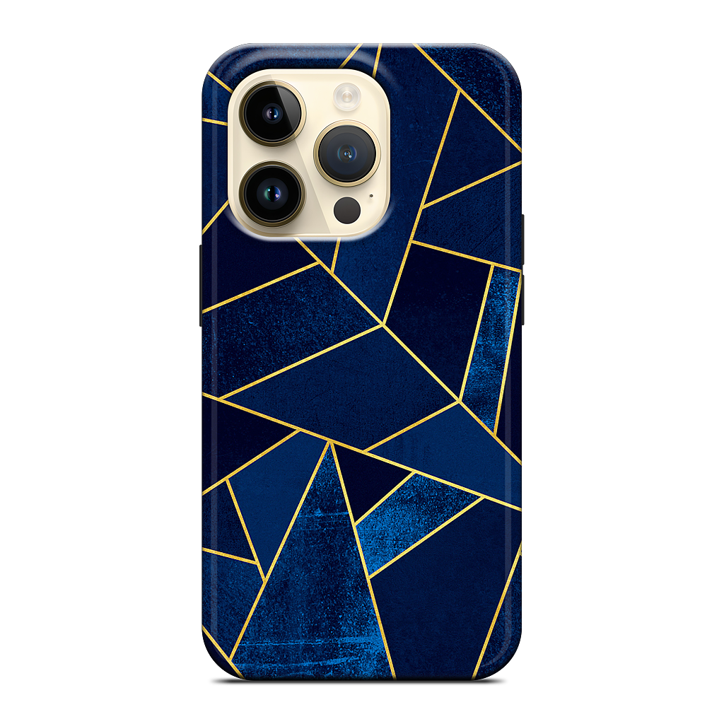 Blue Stone / Gold Lines iPhone Case