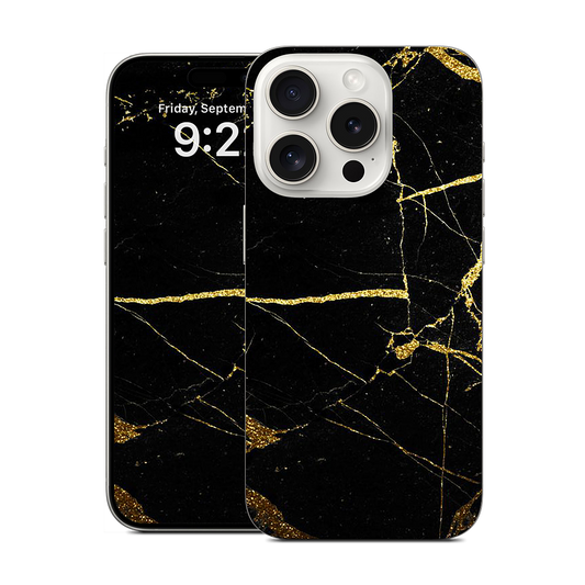 Black and Gold Marble iPhone Skin