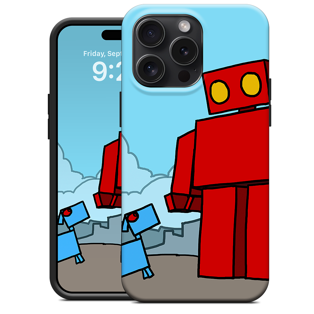 Red Robot Leaving The City iPhone Case