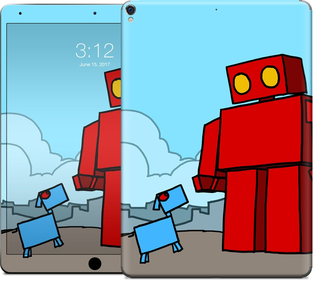 Red Robot Leaving The City iPad Skin