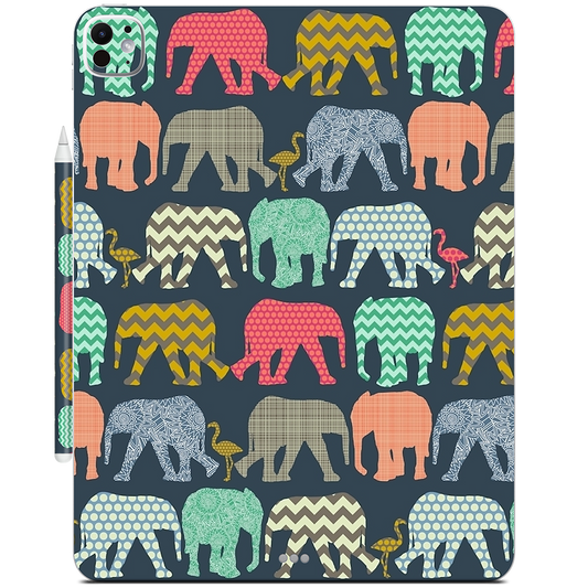 baby elephants and flamingos iPad Skin