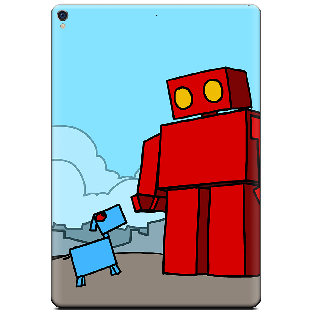 Red Robot Leaving The City iPad Skin