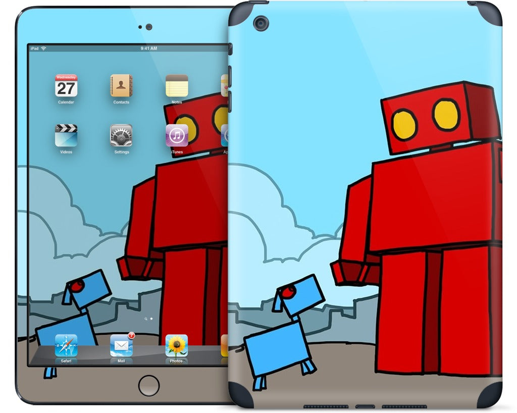 Red Robot Leaving The City iPad Skin