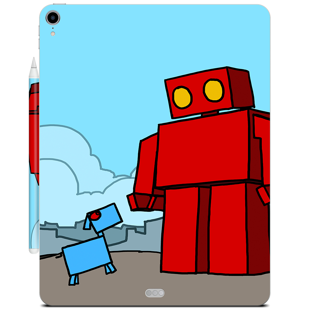 Red Robot Leaving The City iPad Skin