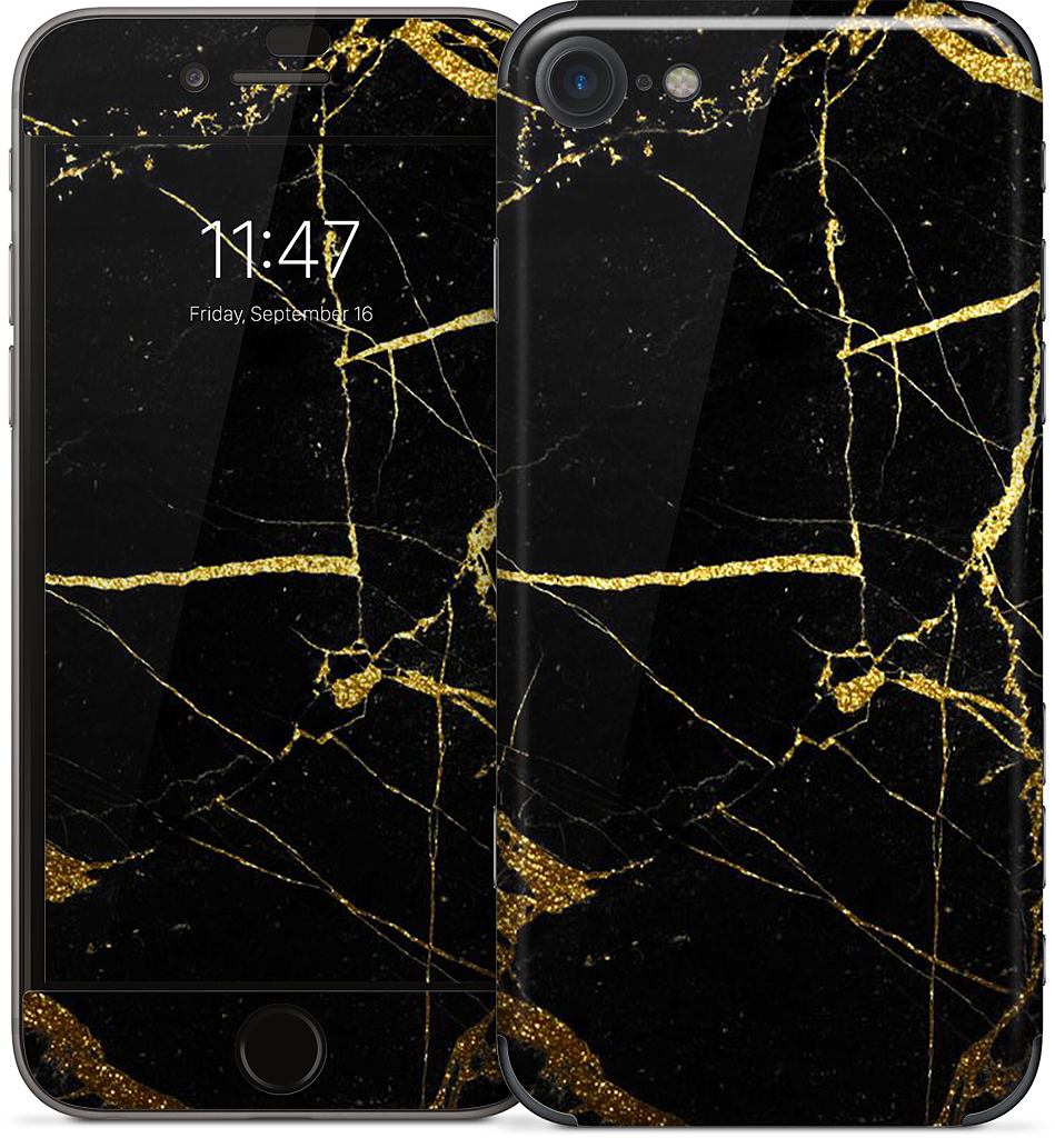 Black and Gold Marble iPhone Skin