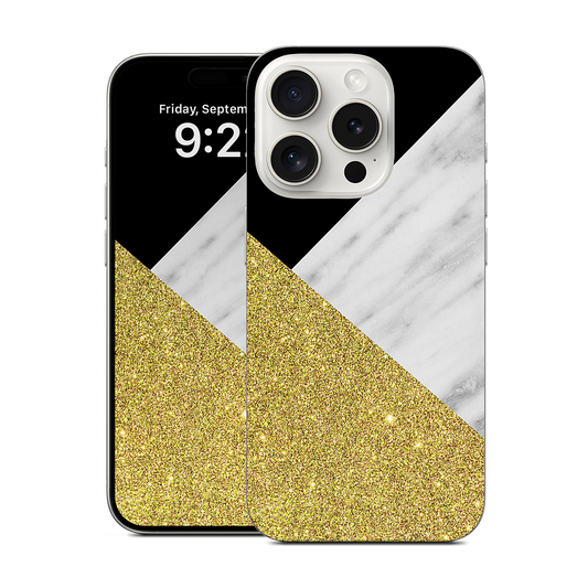 Gold and Real Italian Marble Collage iPhone Skin