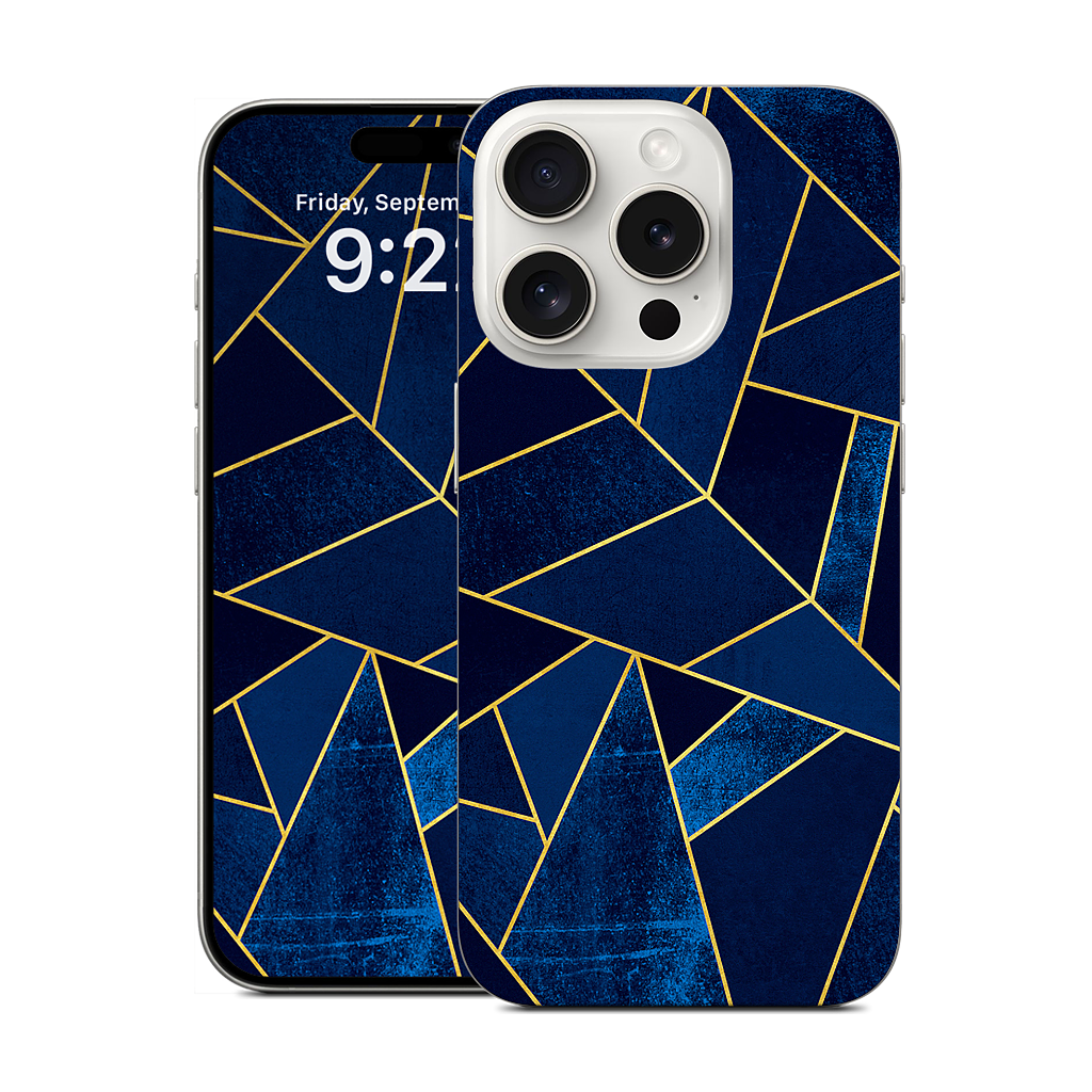 Blue Stone / Gold Lines iPhone Skin