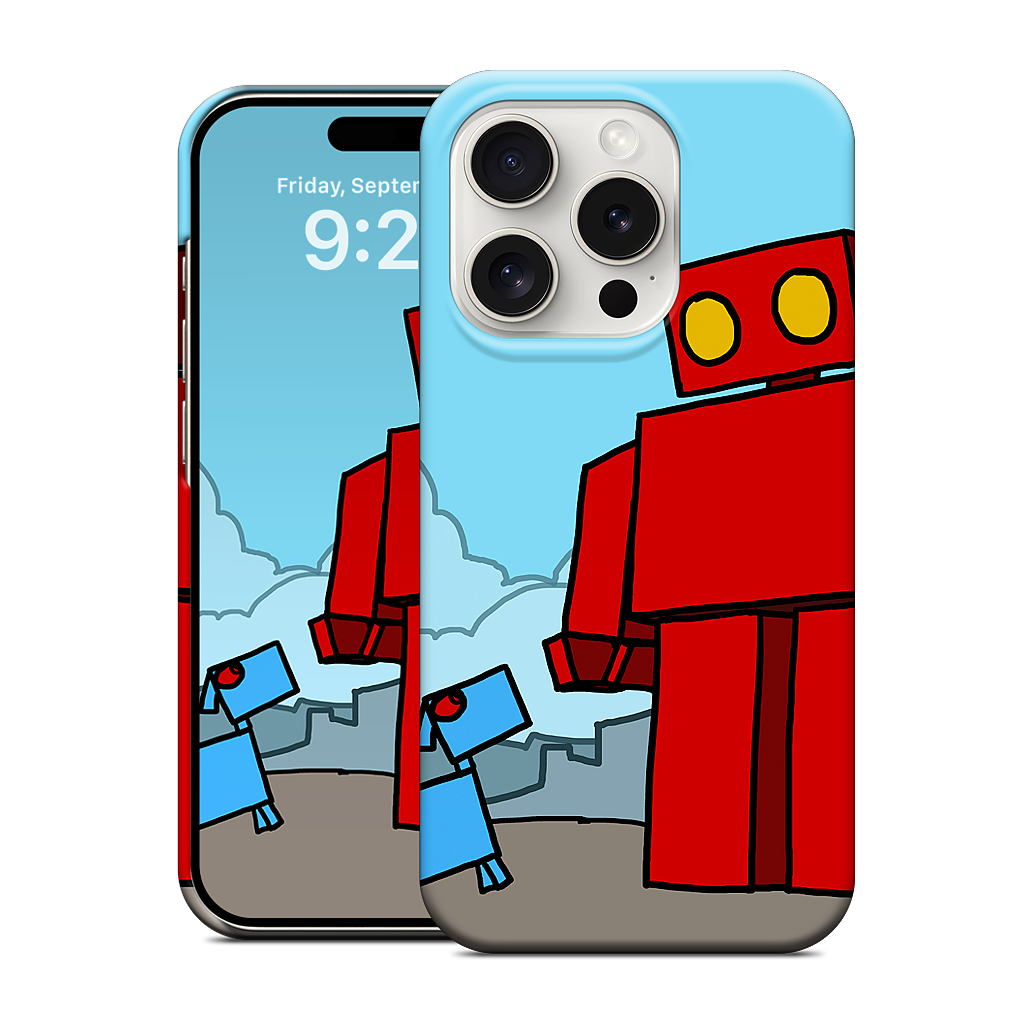 Red Robot Leaving The City iPhone Case