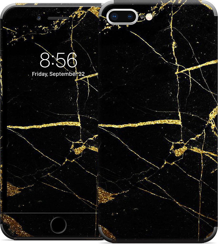 Black and Gold Marble iPhone Skin