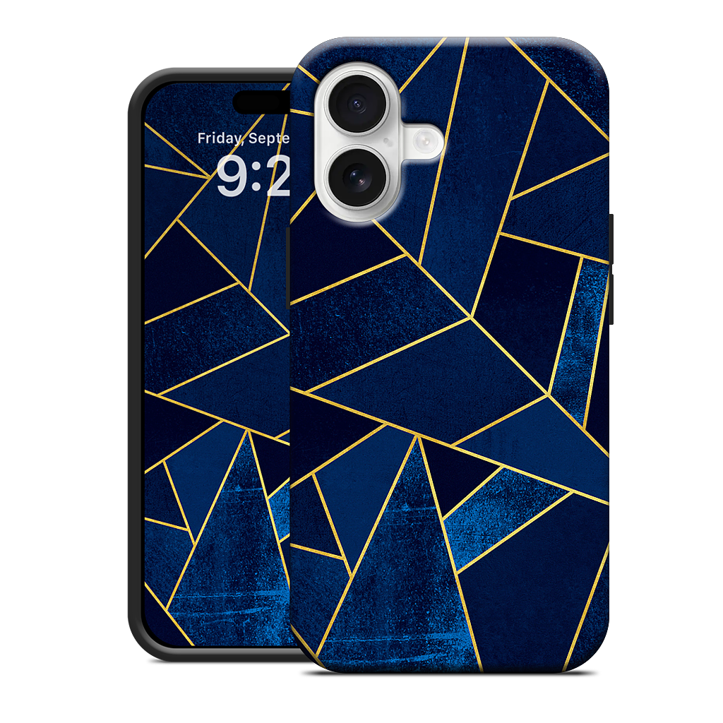 Blue Stone / Gold Lines iPhone Case