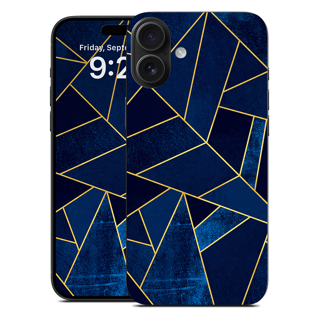 Blue Stone / Gold Lines iPhone Skin