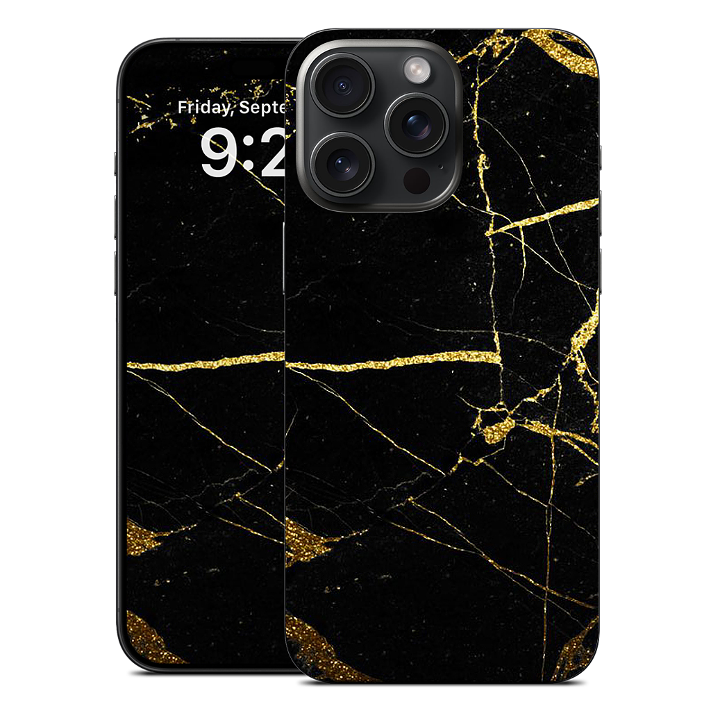 Black and Gold Marble iPhone Skin