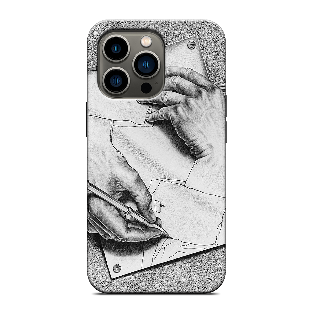 Drawing Hands iPhone Case