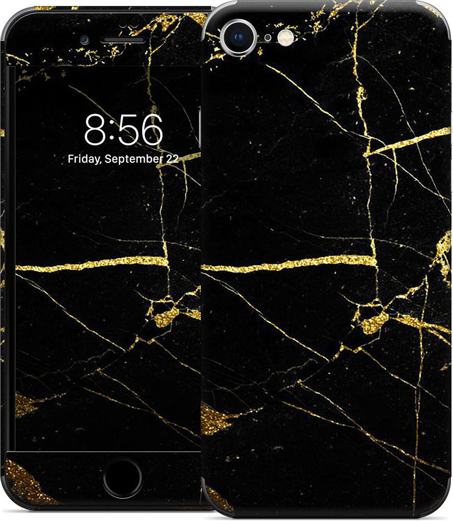 Black and Gold Marble iPhone Skin