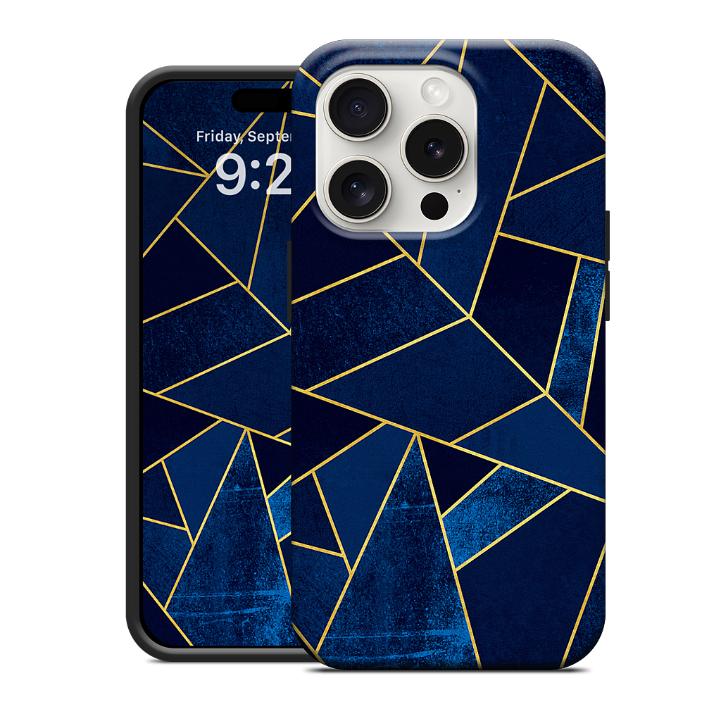 Blue Stone / Gold Lines iPhone Case