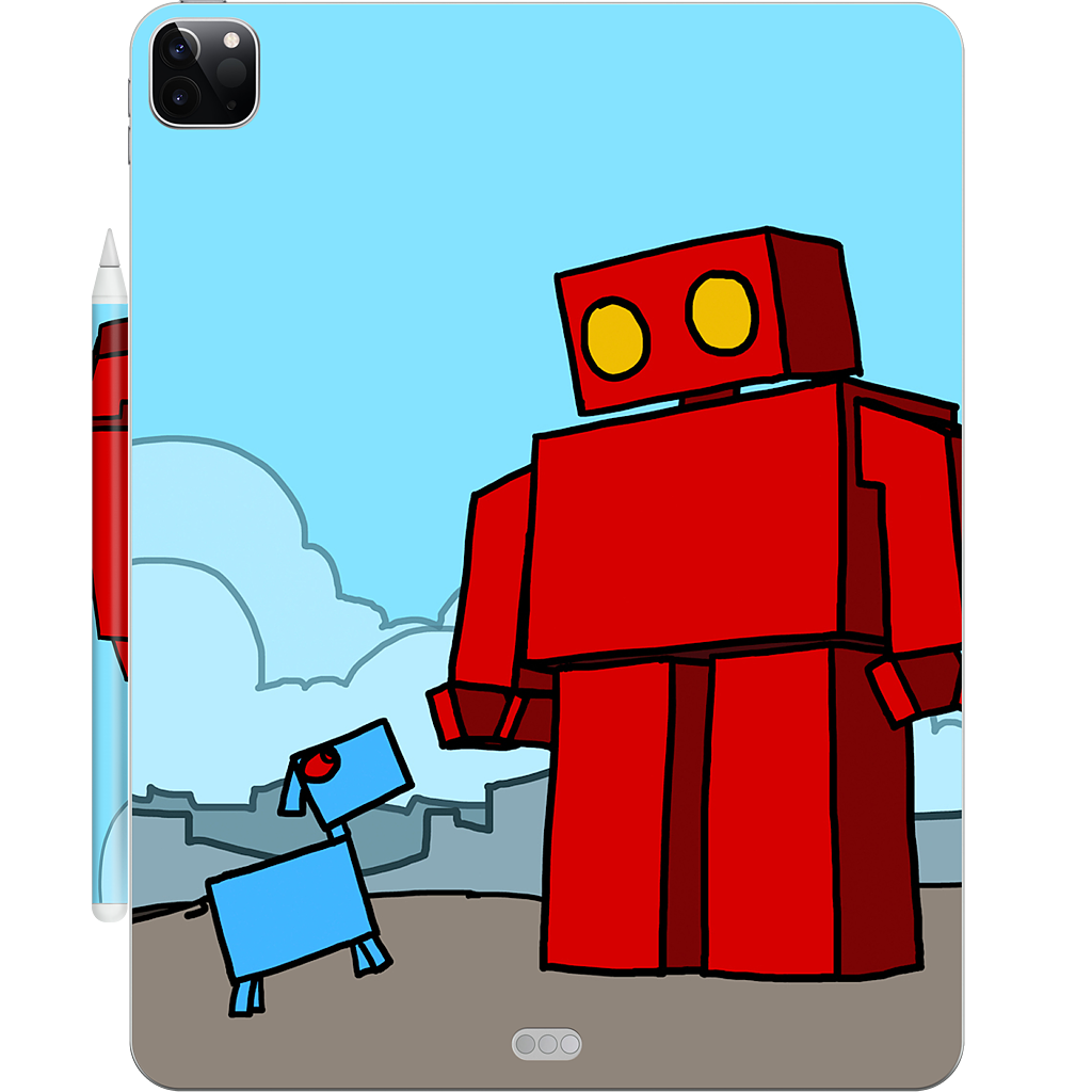 Red Robot Leaving The City iPad Skin