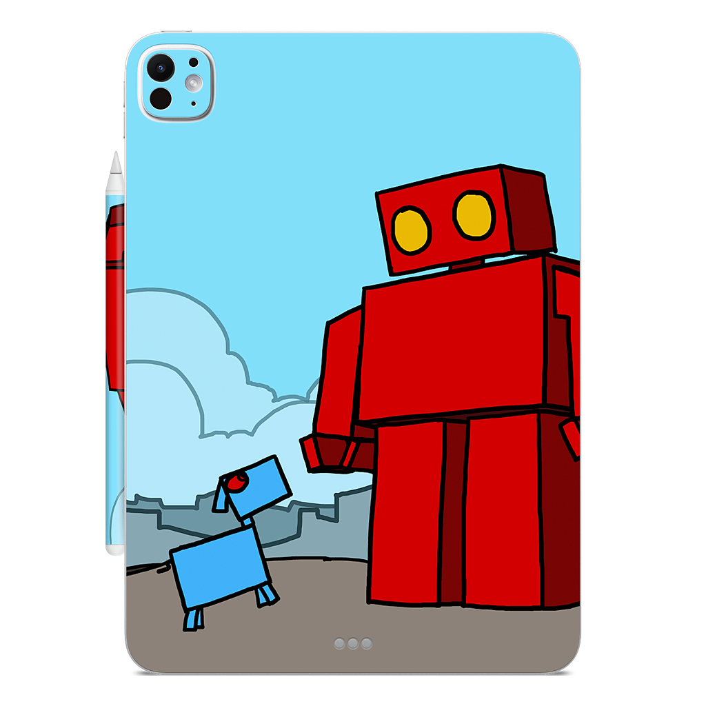 Red Robot Leaving The City iPad Skin