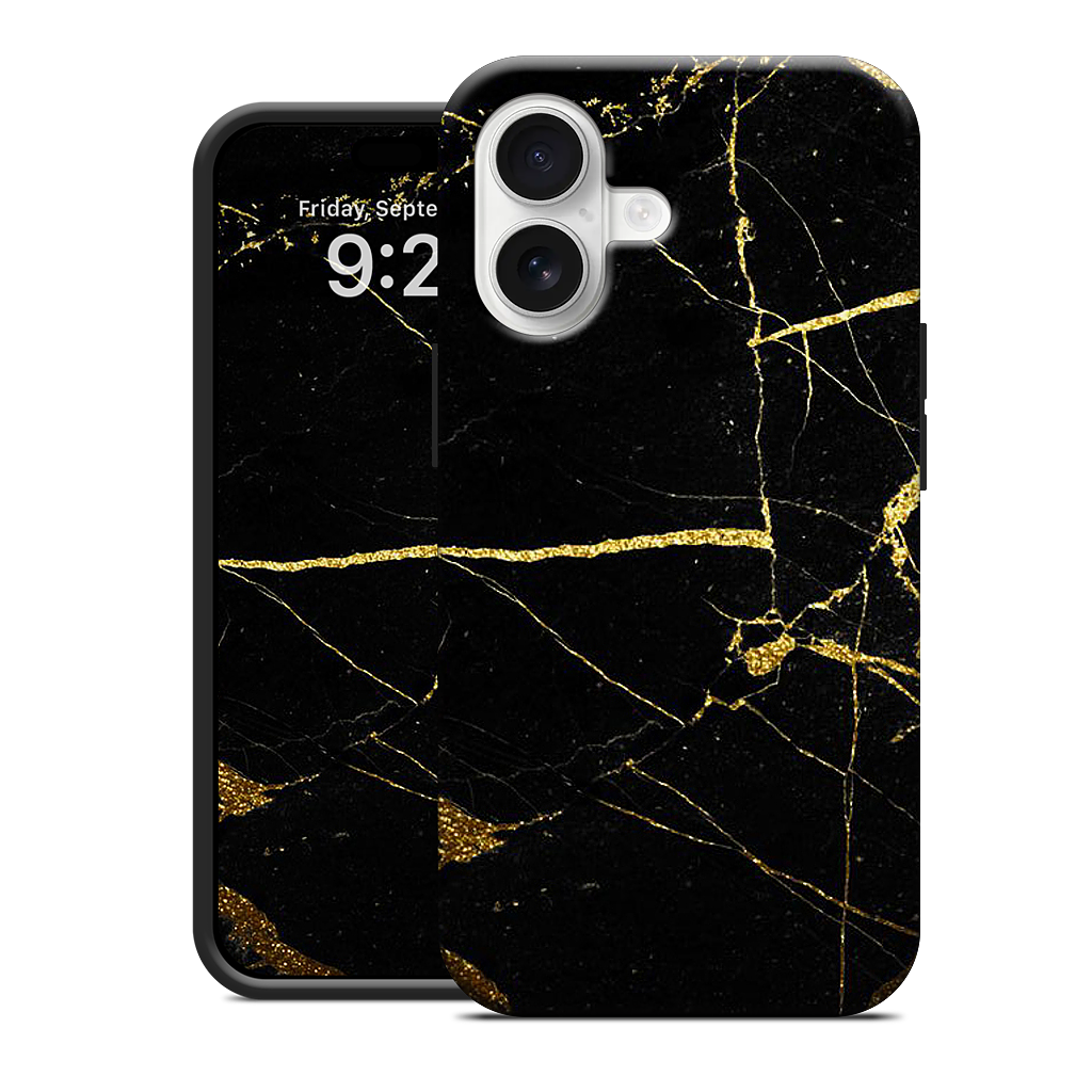 Black and Gold Marble iPhone Case