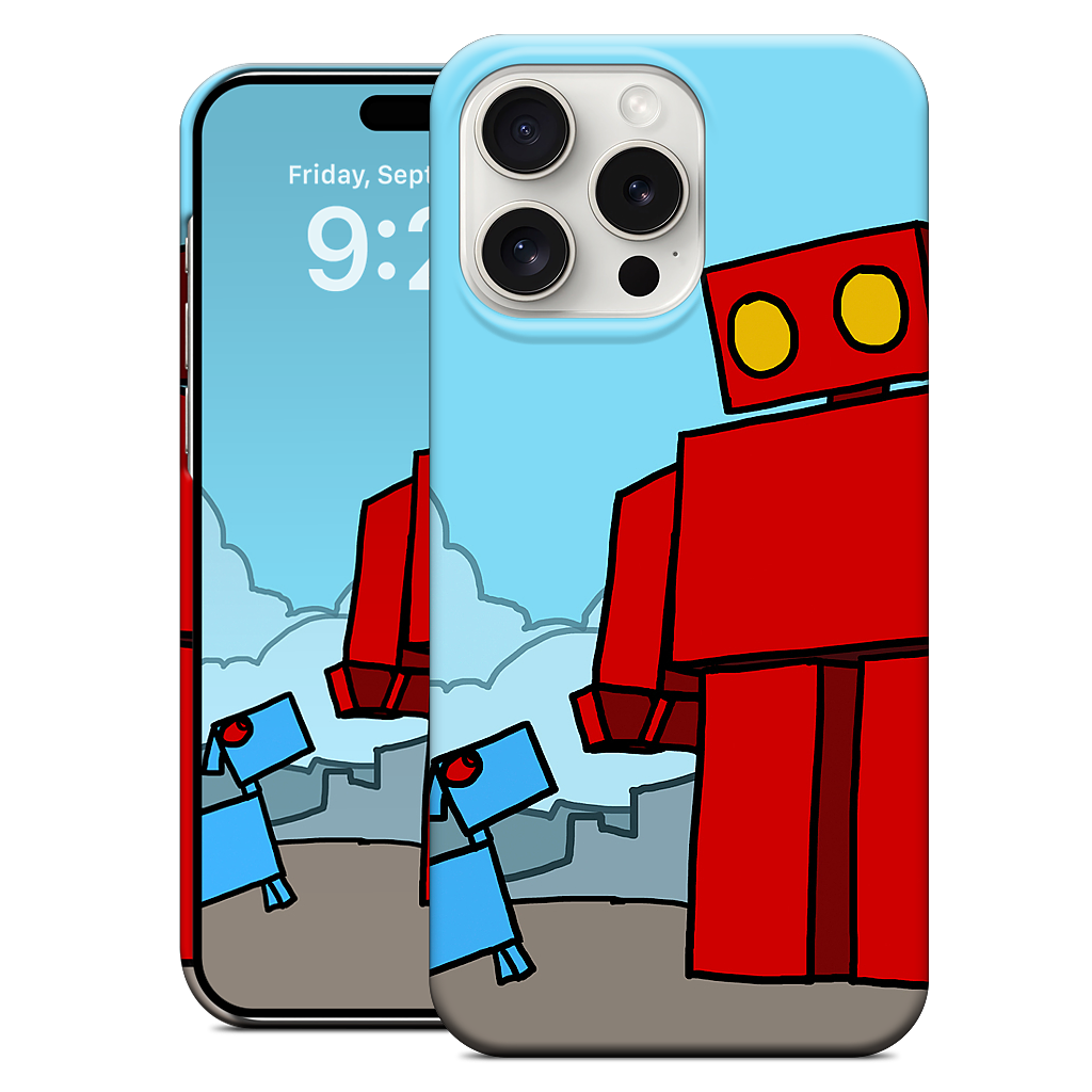 Red Robot Leaving The City iPhone Case