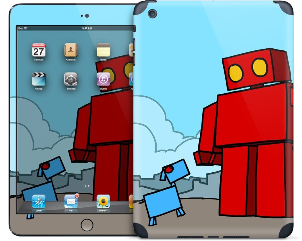 Red Robot Leaving The City iPad Skin