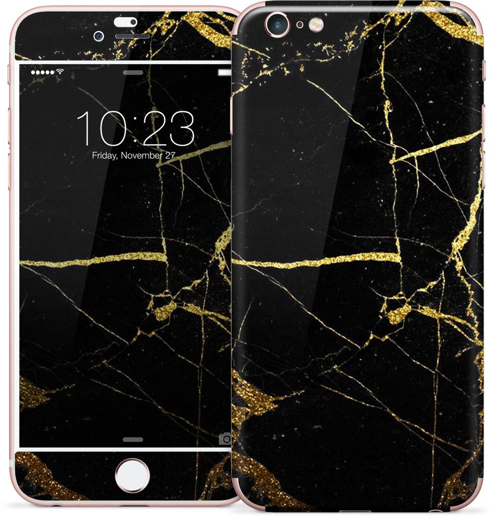 Black and Gold Marble iPhone Skin