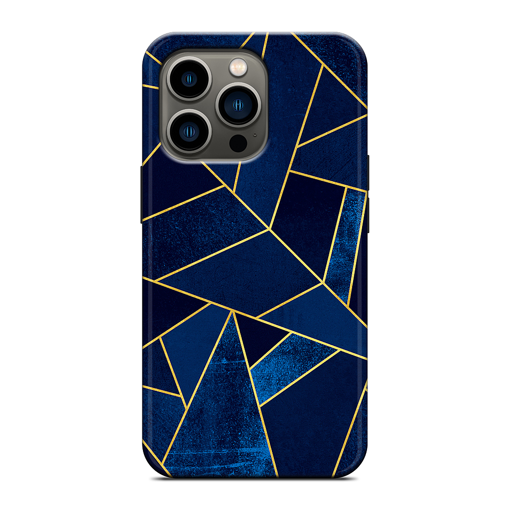 Blue Stone / Gold Lines iPhone Case