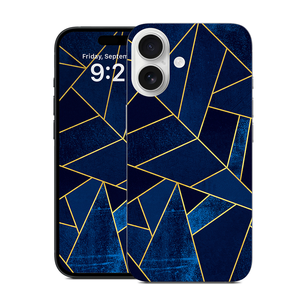 Blue Stone / Gold Lines iPhone Skin