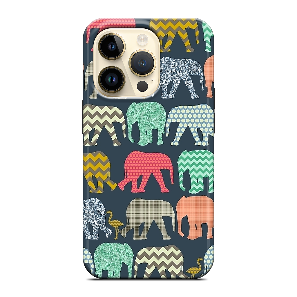 baby elephants and flamingos iPhone Case