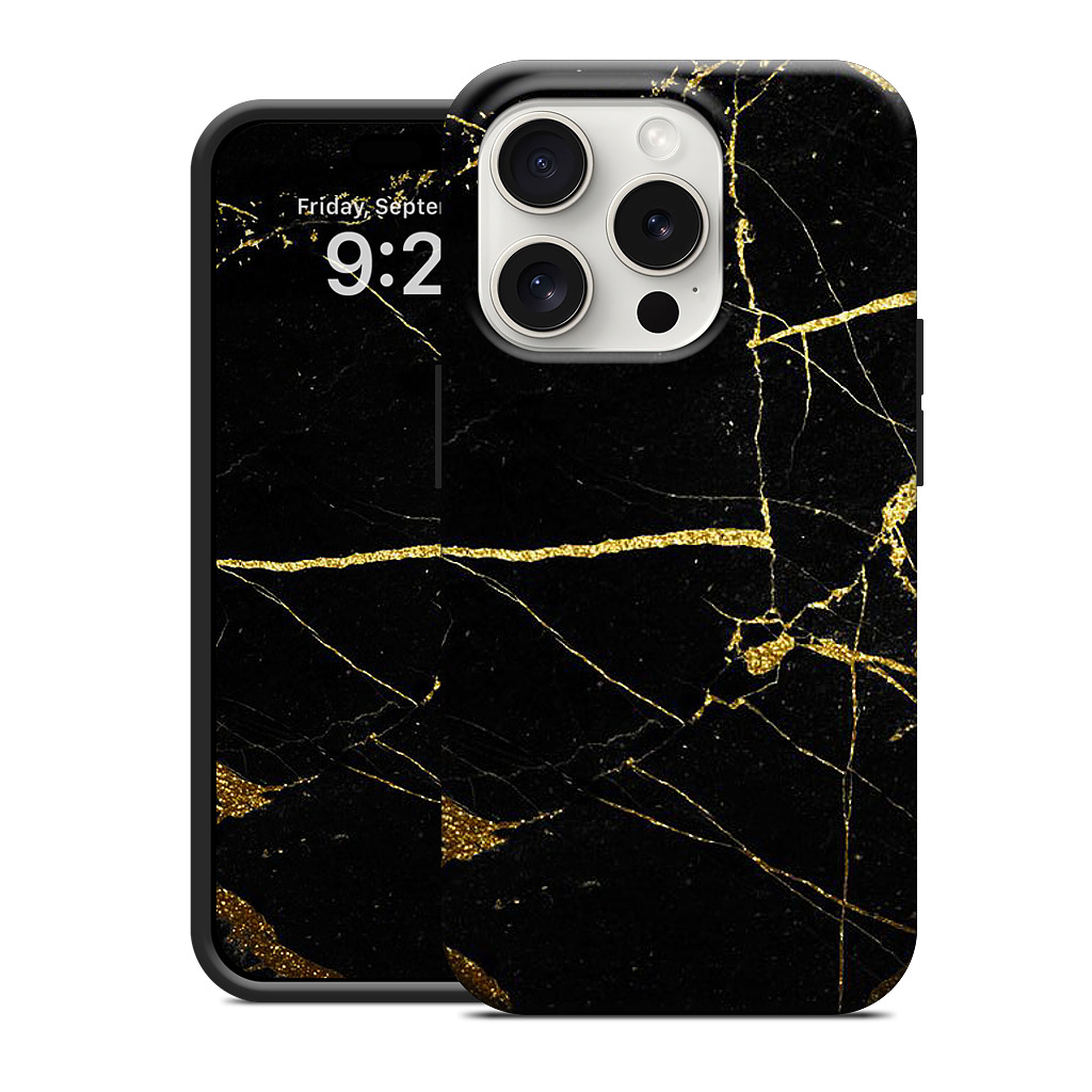 Black and Gold Marble iPhone Case