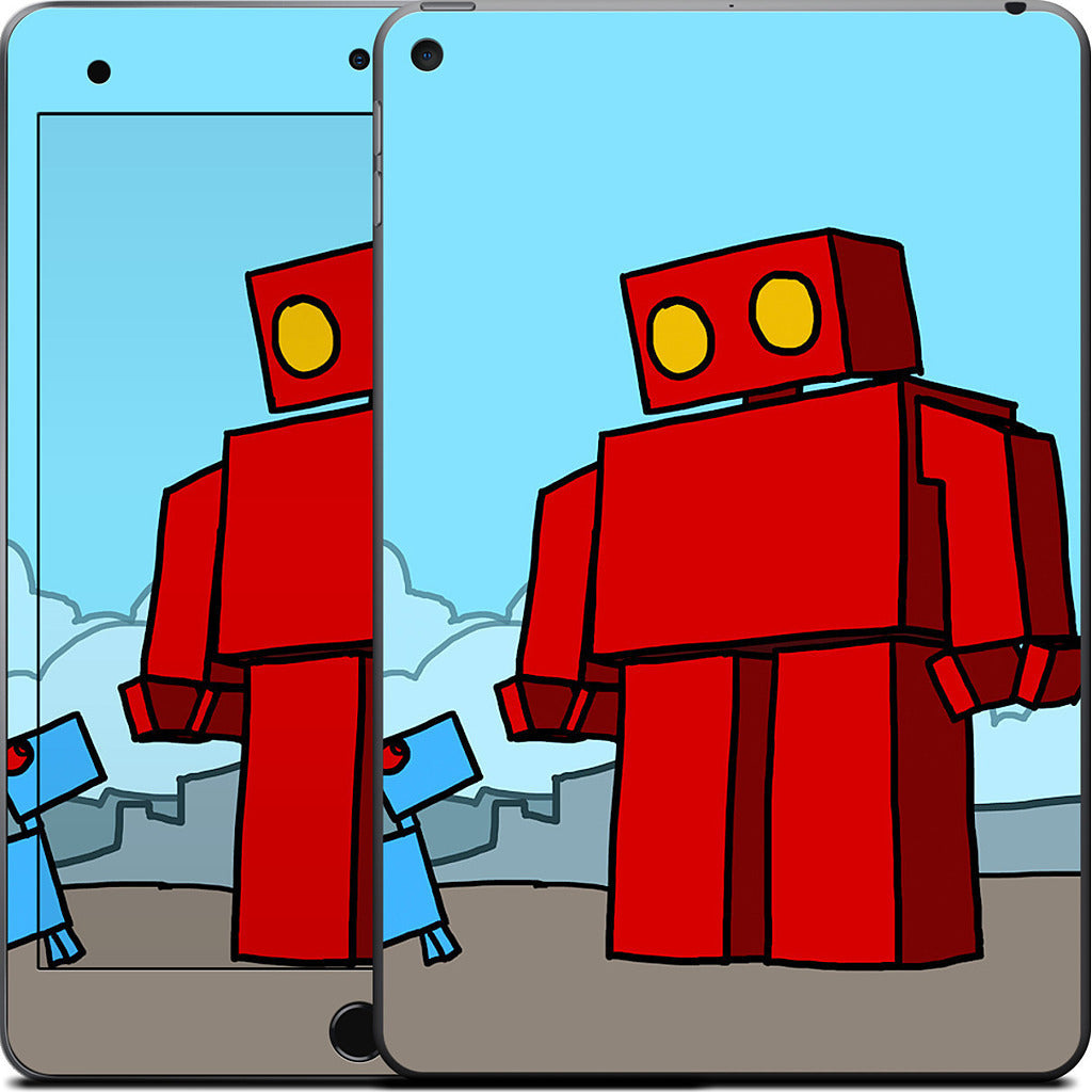 Red Robot Leaving The City iPad Skin