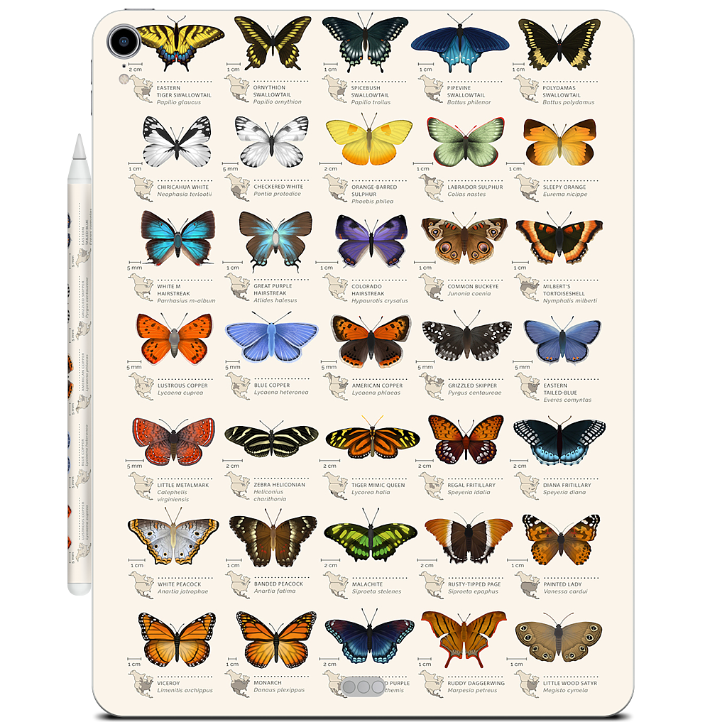 42 North American butterflies iPad Skin