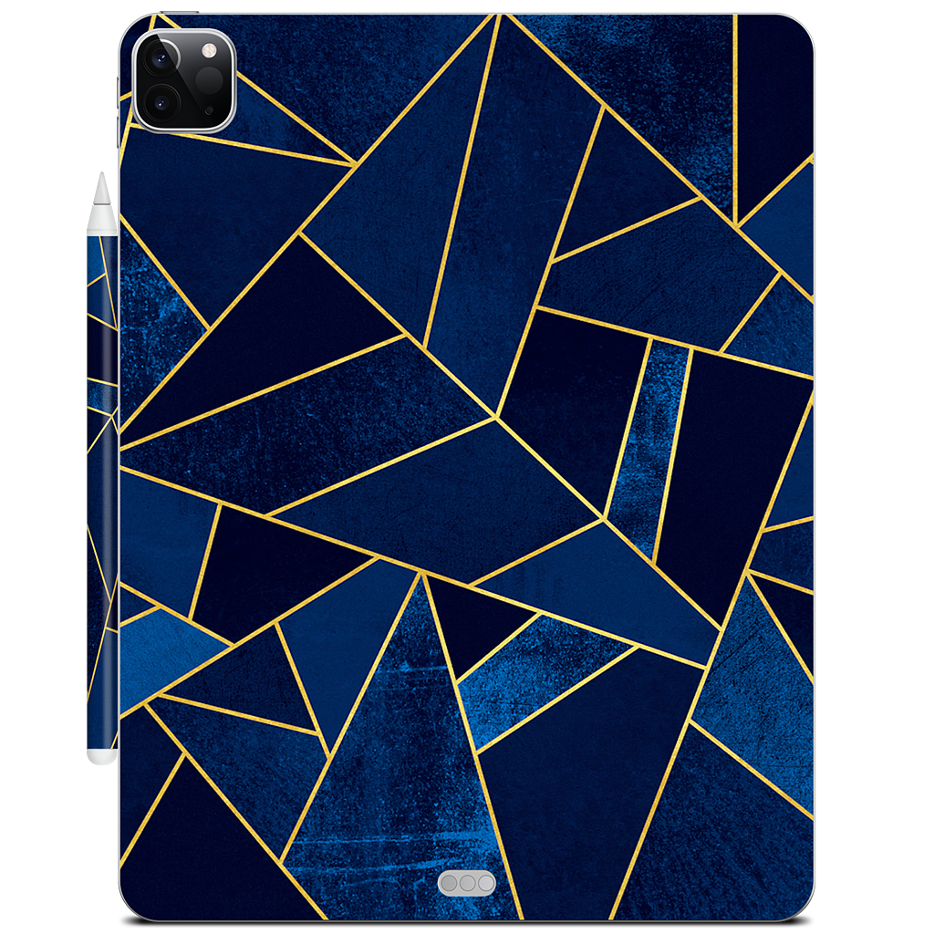 Blue Stone / Gold Lines iPad Skin