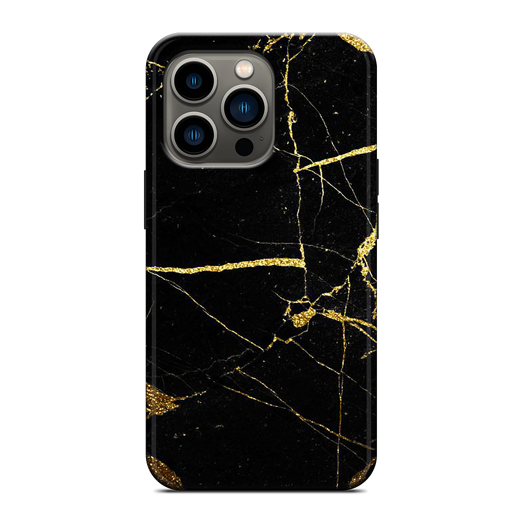 Black and Gold Marble iPhone Case