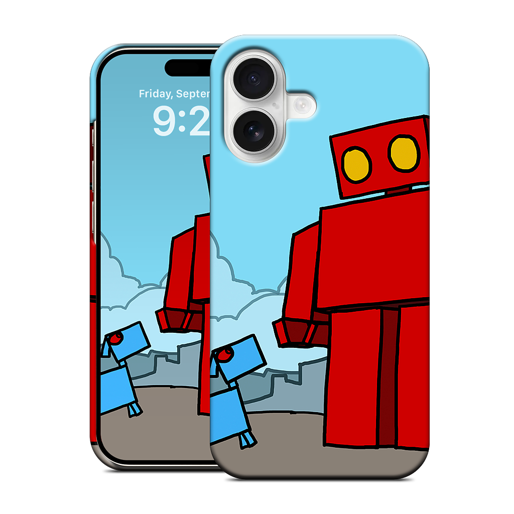 Red Robot Leaving The City iPhone Case