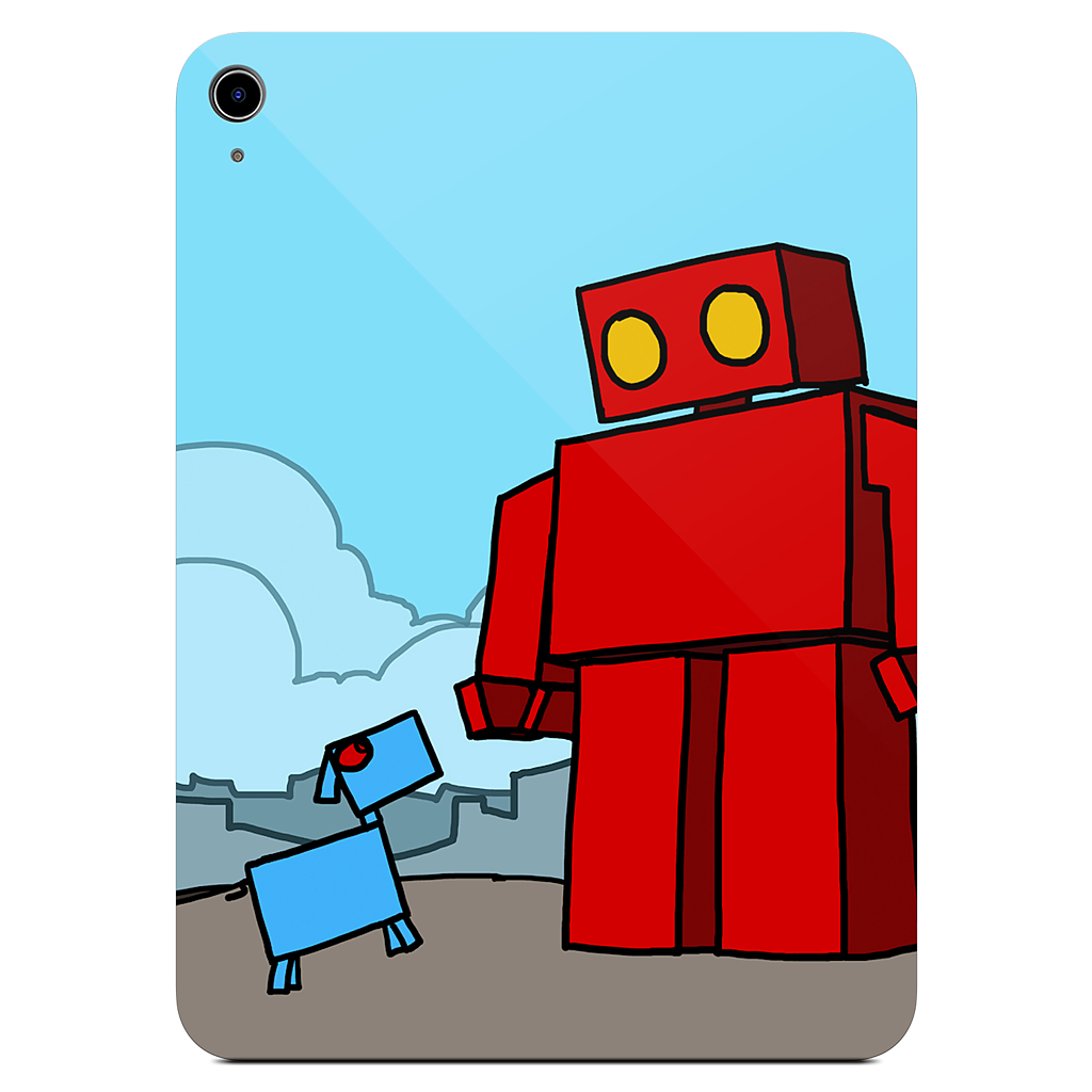 Red Robot Leaving The City iPad Skin