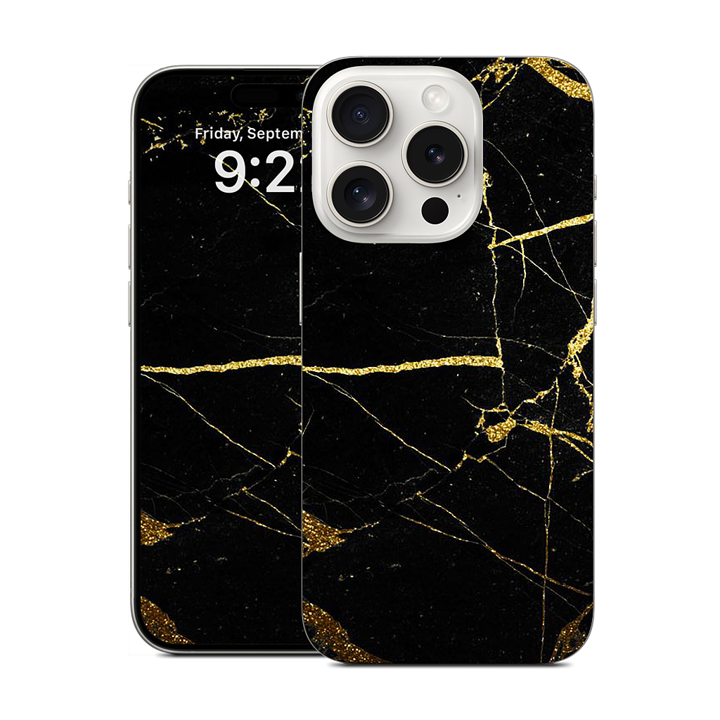 Black and Gold Marble iPhone Skin