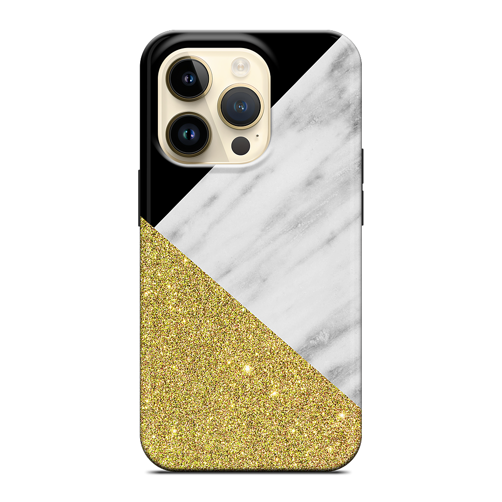 Gold and Real Italian Marble Collage iPhone Case