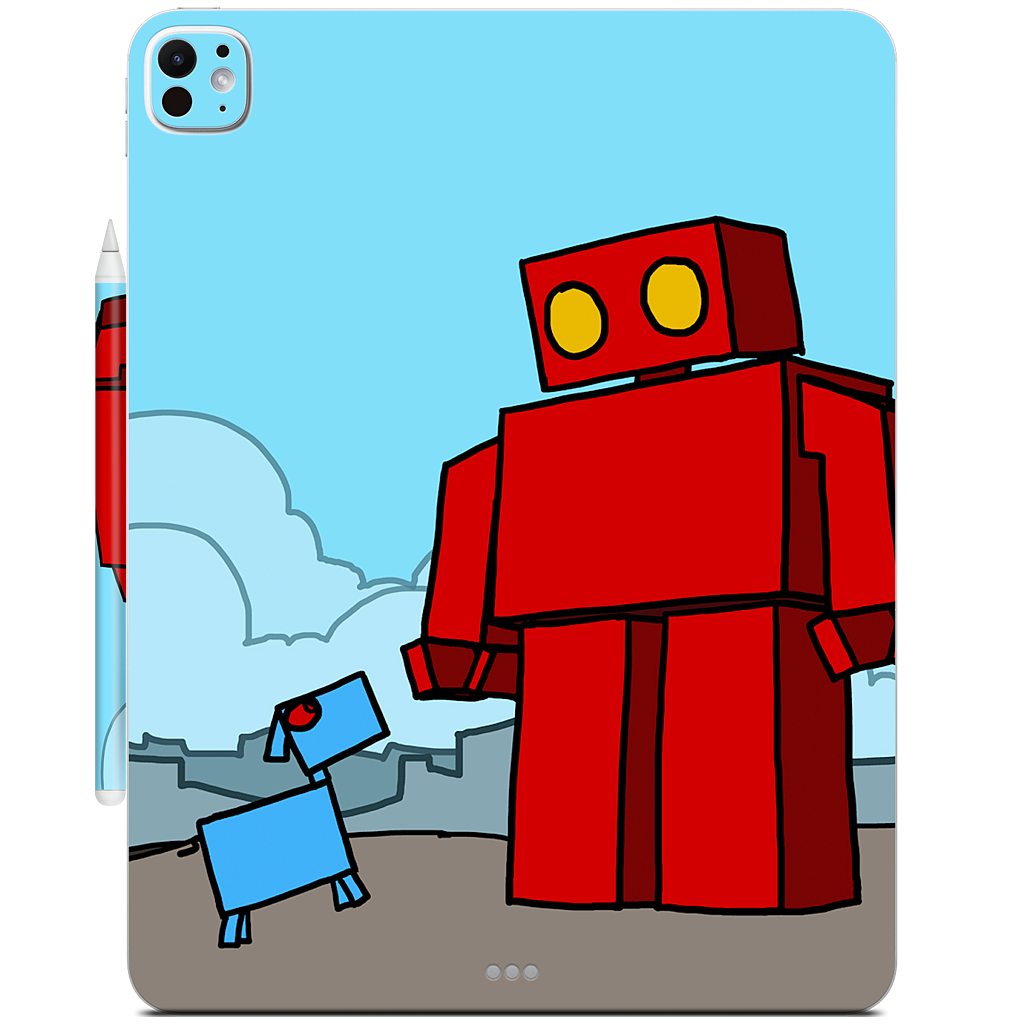 Red Robot Leaving The City iPad Skin