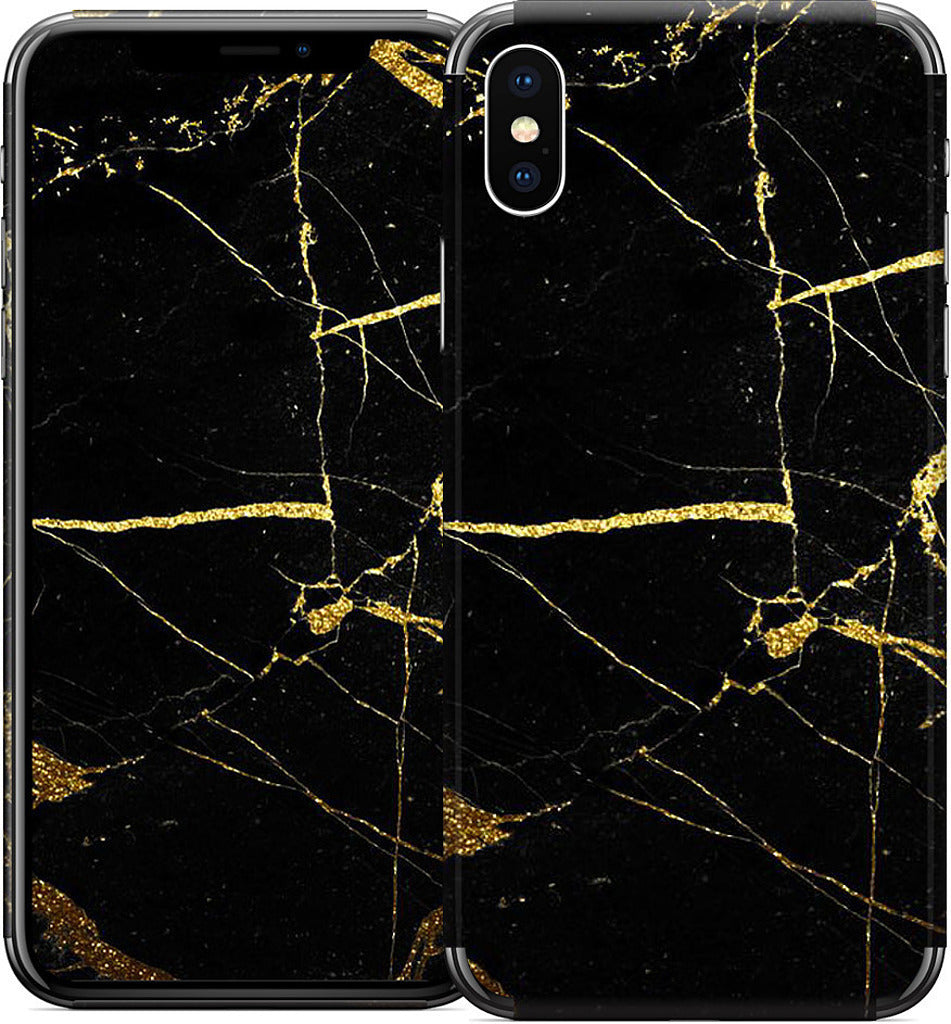 Black and Gold Marble iPhone Skin