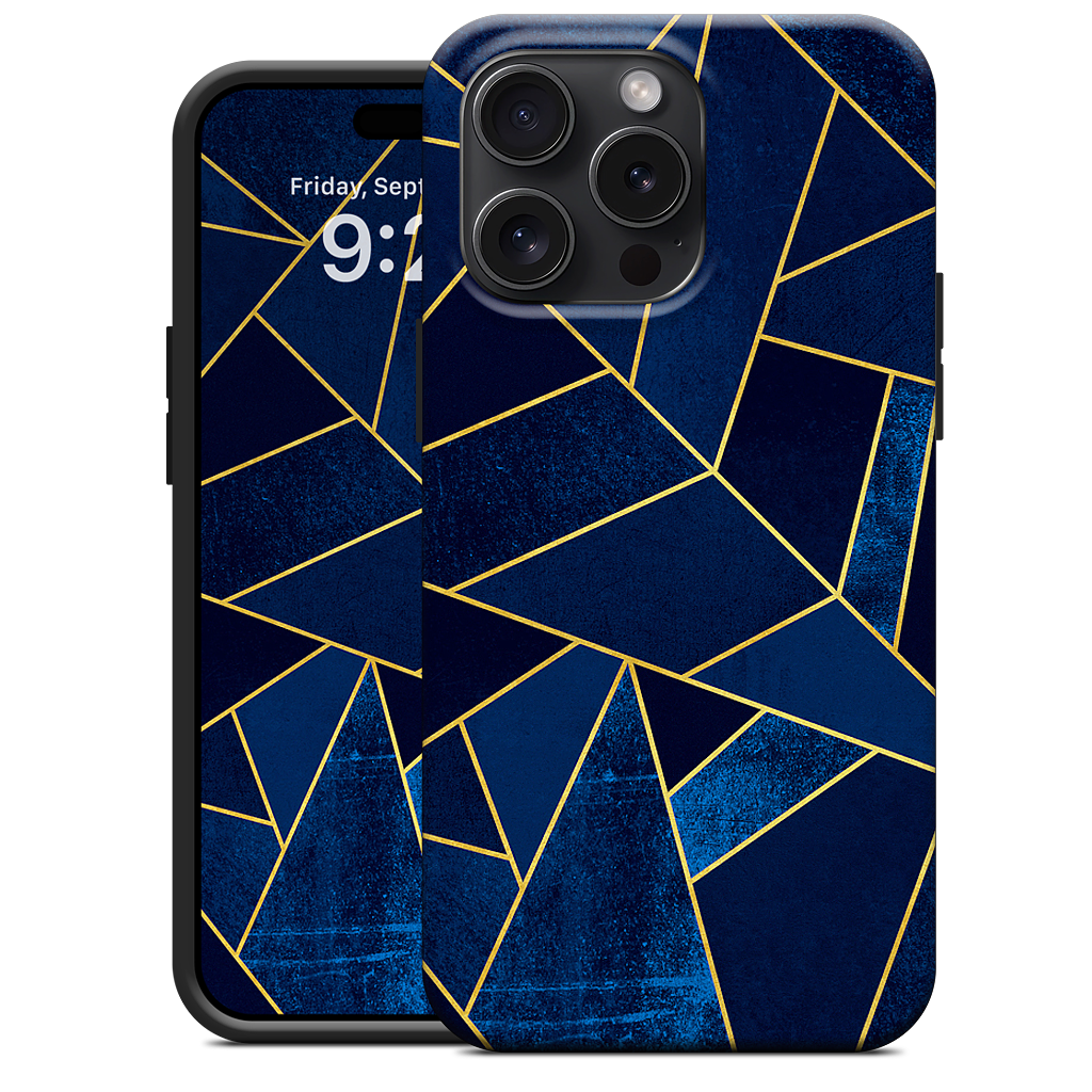 Blue Stone / Gold Lines iPhone Case