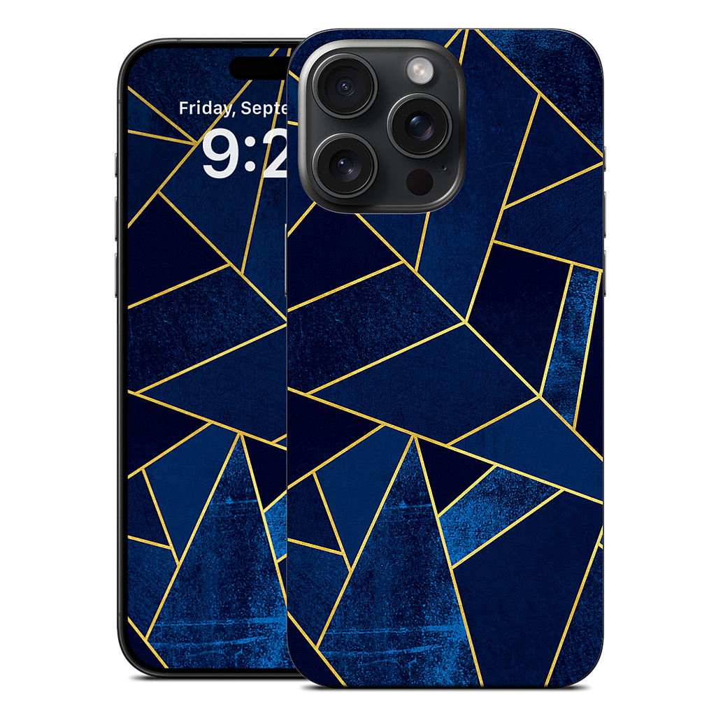 Blue Stone / Gold Lines iPhone Skin