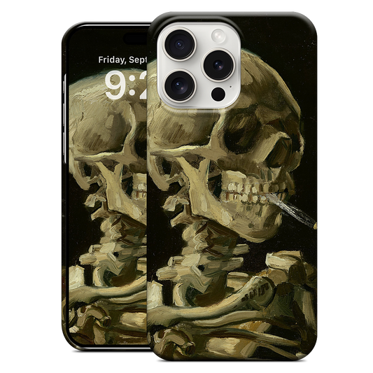 Skull of a Skeleton with Burning Cigarette iPhone Case