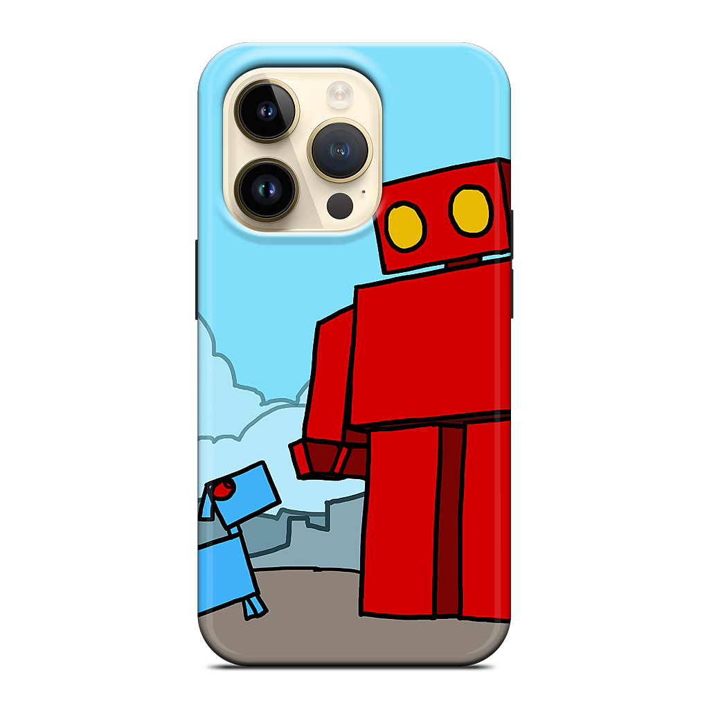 Red Robot Leaving The City iPhone Case