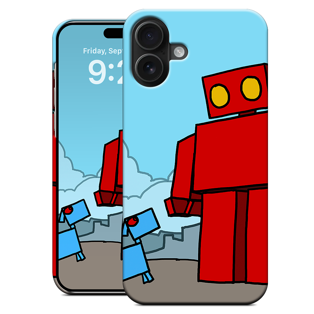 Red Robot Leaving The City iPhone Case