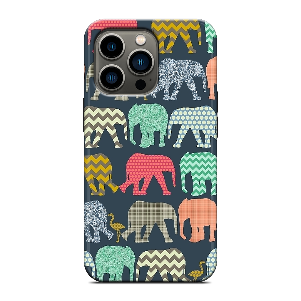 baby elephants and flamingos iPhone Case