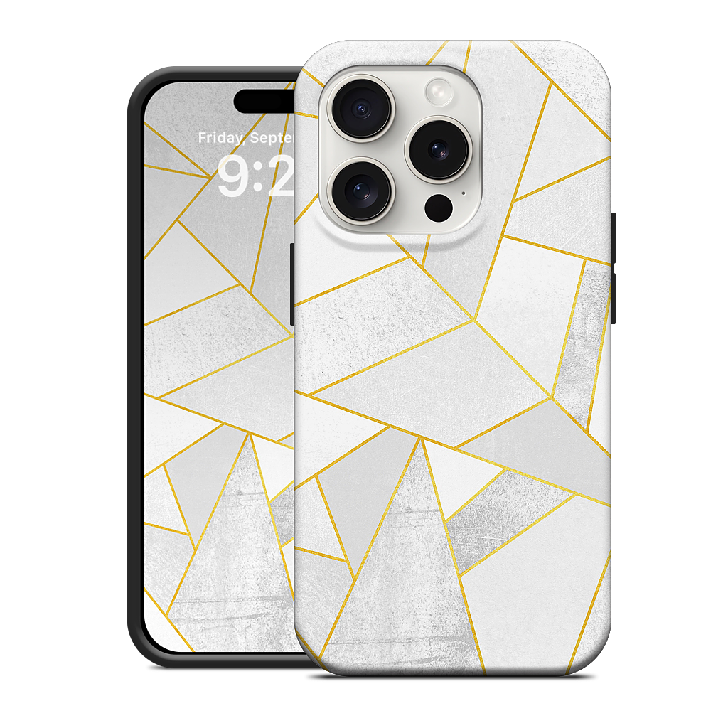 White Stone / Golden Lines iPhone Case